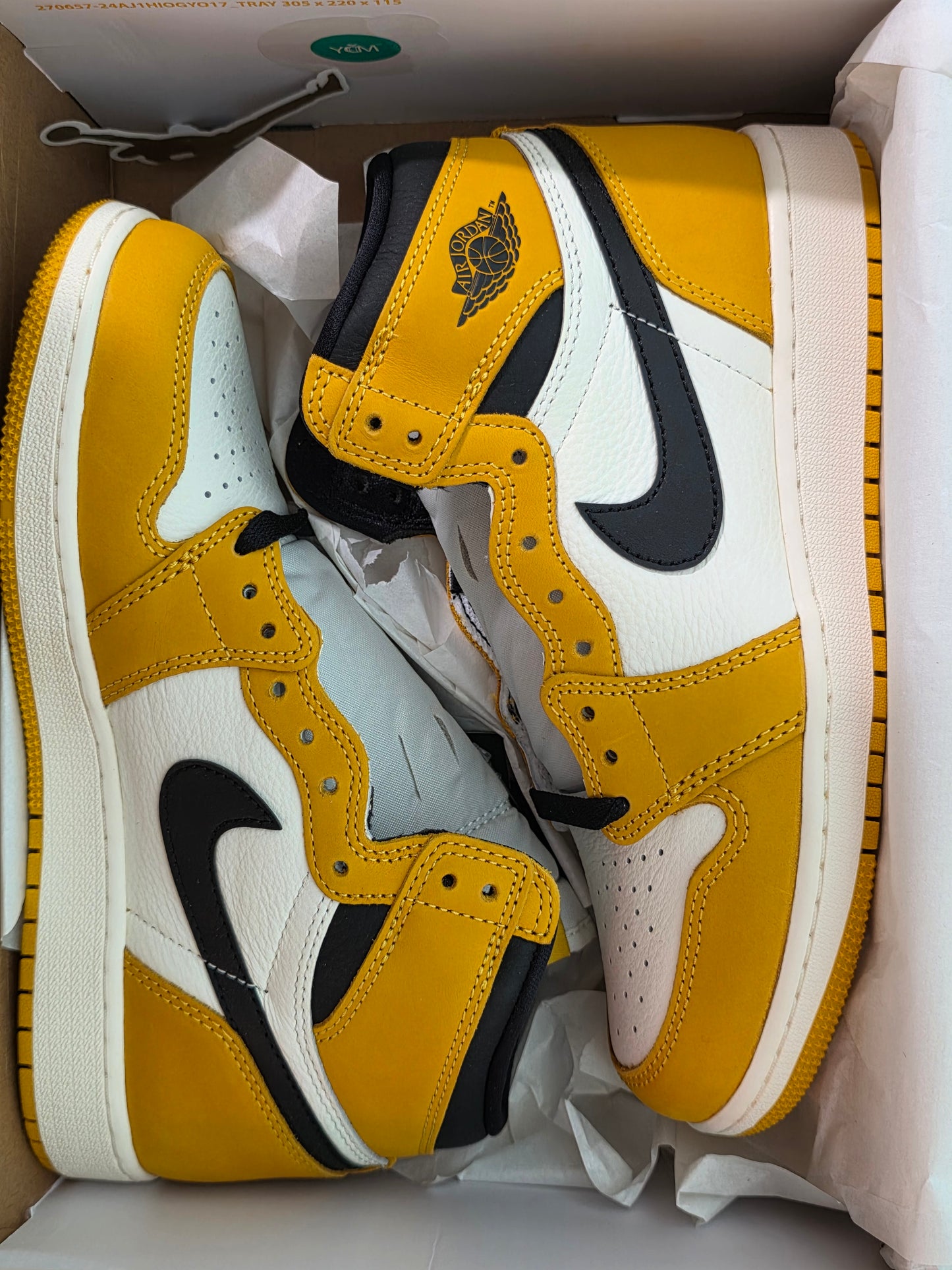 New Size 6.5Y Nike Air Jordan 1 Retro OG GS Yellow Ochre Black Sail FD1437 701