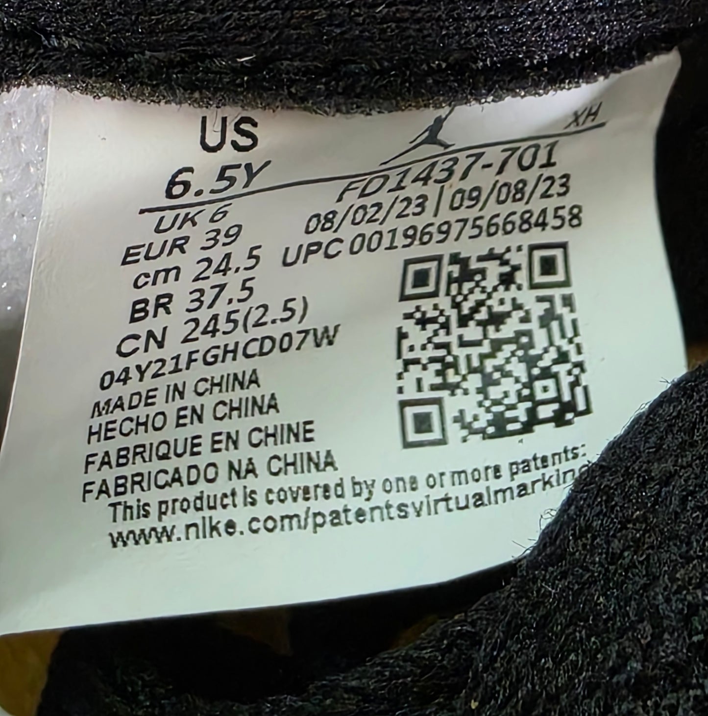 New Size 6.5Y Nike Air Jordan 1 Retro OG GS Yellow Ochre Black Sail FD1437 701