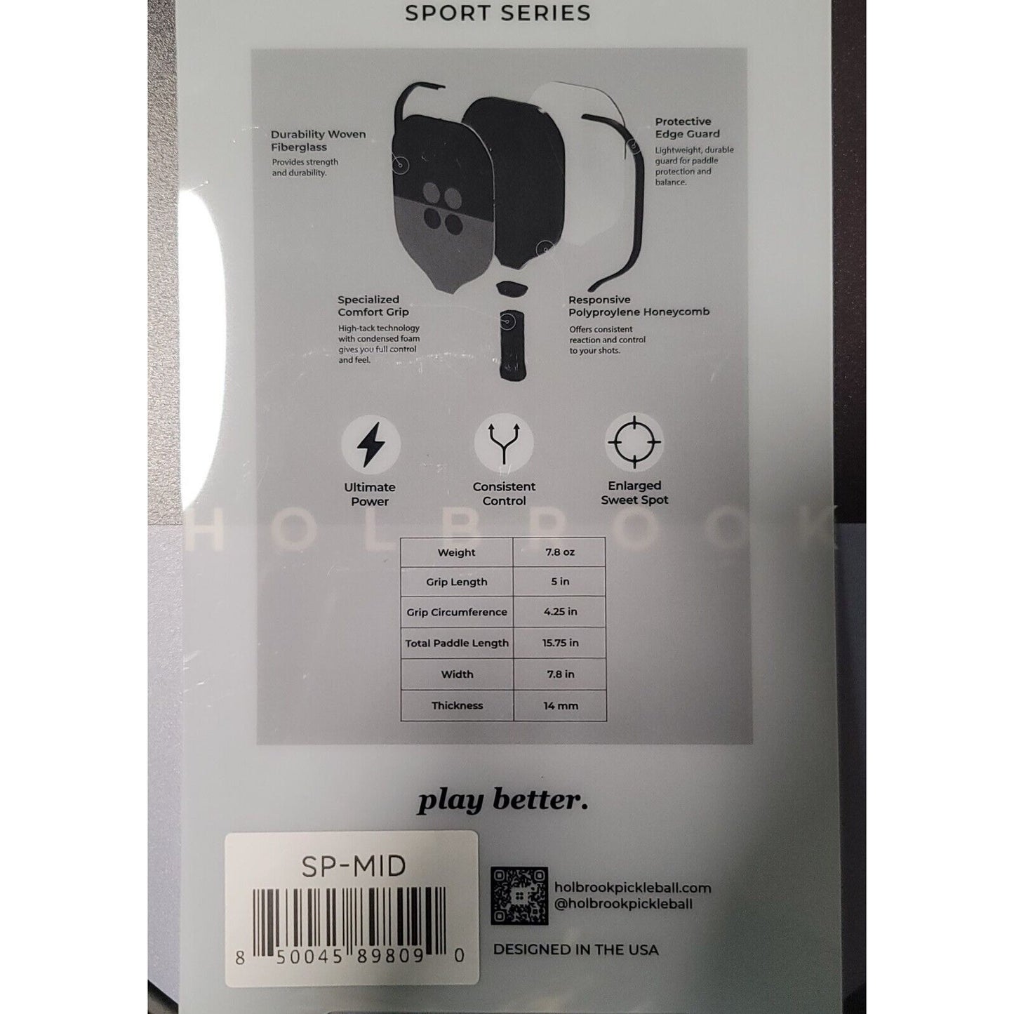 Holbrook Sport Midnight Pickleball Paddle - Black/Grey
