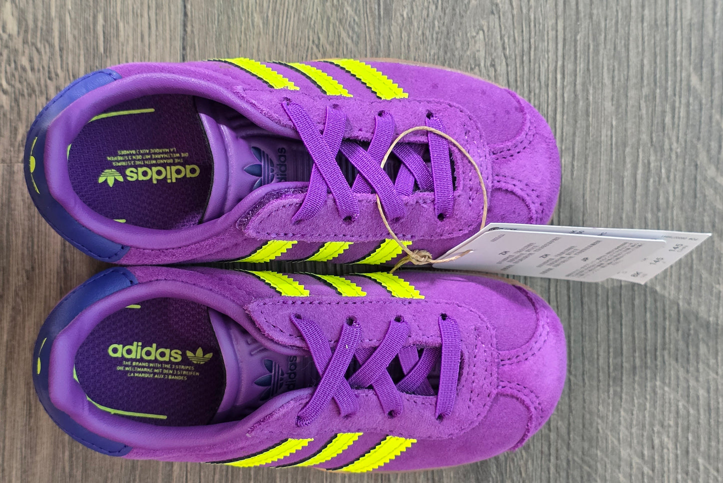 New Size 8K Adidas Gazelle CF EL I Purple and Yellow