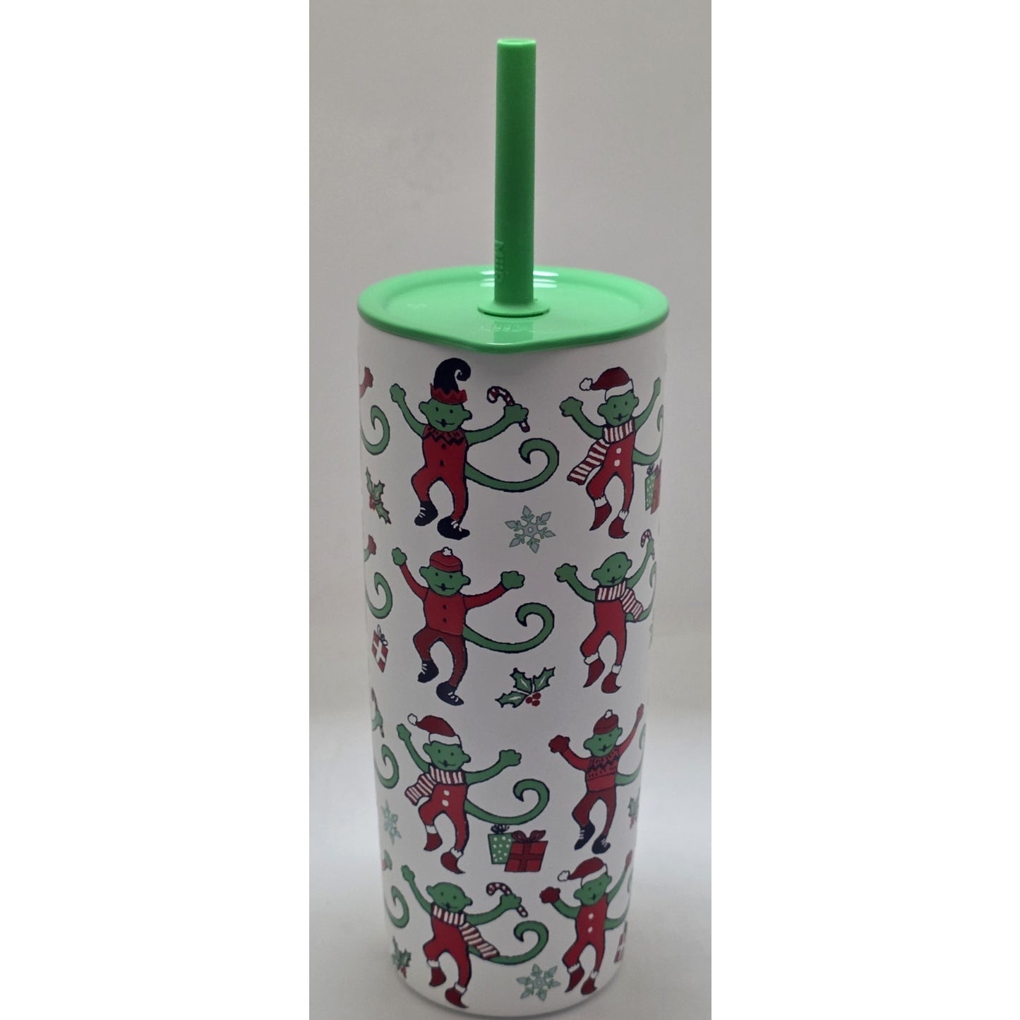 Starbucks X Roller Rabbit Green and Red Tumbler Christmas Monkey 24oz