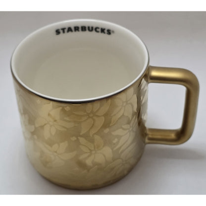 Starbucks GOLD Poinsettia Mug Cup Christmas 2025 Limited Edition New with Box