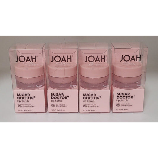 Lot of 4 Joah Sugar Doctor Lip Scrub w/ Shea Butter 0.35 Oz Peach Scent