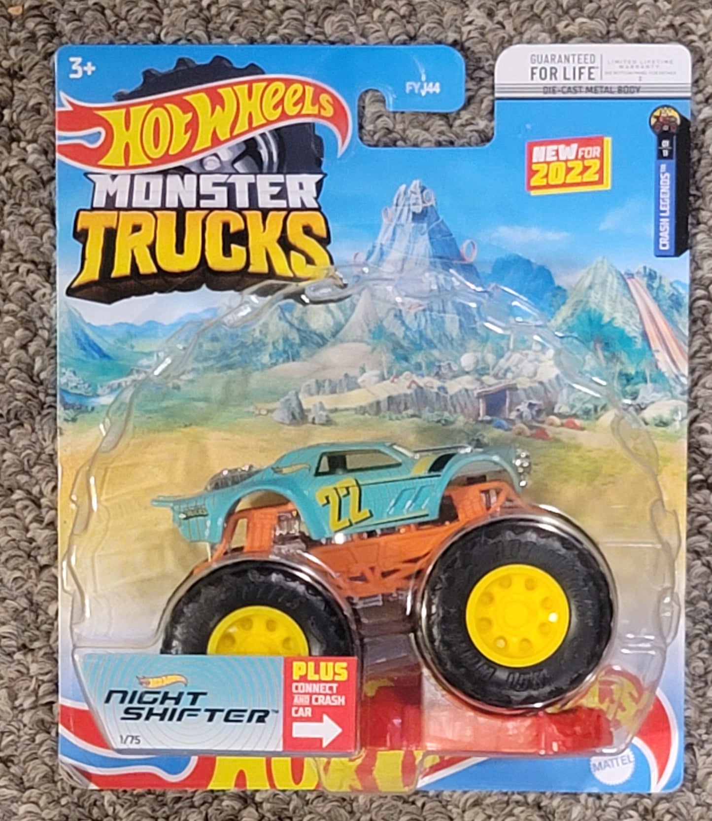 Hot Wheels Monster Trucks - Night Shifter, Mega Wrex - 1:64 Crash Legends, Beast Basers