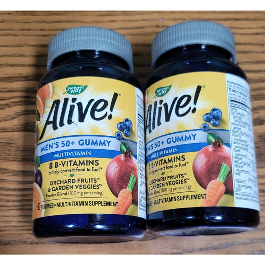 Nature's Way Alive! Men's 50+ Gummy Multivitamins - 60 Count Lot Of 2