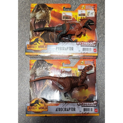 Jurassic World Pyroraptor & Atrociraptor Action Figures- Extreme Damage