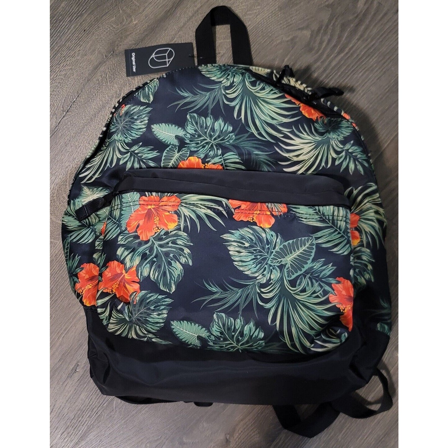 Floral Print Backpack Black One Size School Or College Backpack