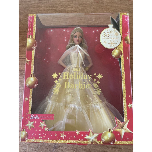Barbie 13" Signature 2023 Holiday Collector Doll with Golden Gown Brunette Hair