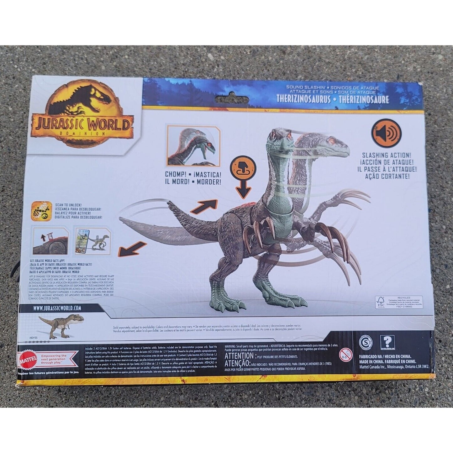 Jurassic World Dominion Therizinosaurus Sound Slashin Dinosaur Figure Mattel NEW