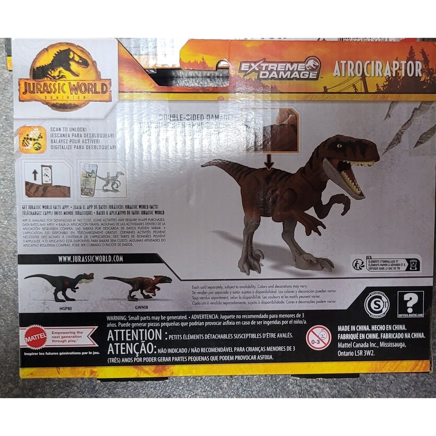 Jurassic World Pyroraptor & Atrociraptor Action Figures- Extreme Damage