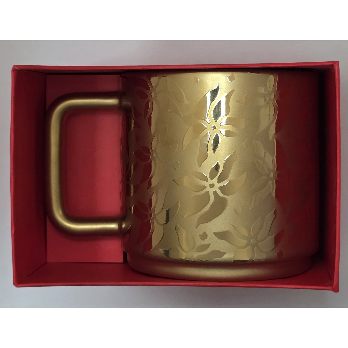 Starbucks GOLD Poinsettia Mug Cup Christmas 2025 Limited Edition New with Box