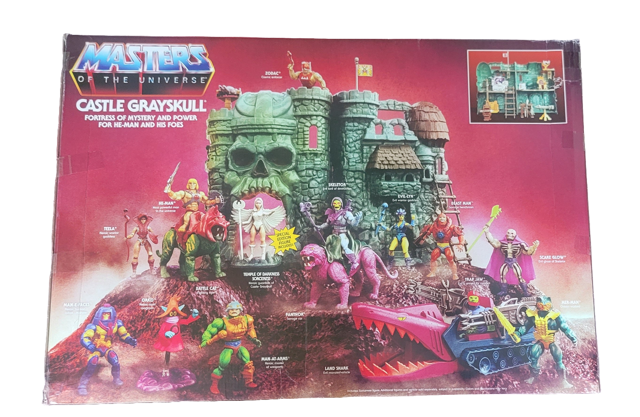 Masters of the Universe Origins Playset & Action Figure, Castle Grayskull with Scorceress, 4 Rooms, Trap Door & Elevator