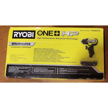 Ryobi One+ HP Brushless 18V Cordless 1/4" Impact Driver Kit PSBID01K