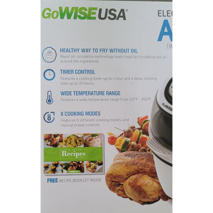 NEW GoWISE USA 10.5-Quart 8-in-1 Electric Programmable Air Fryer Black SEALED