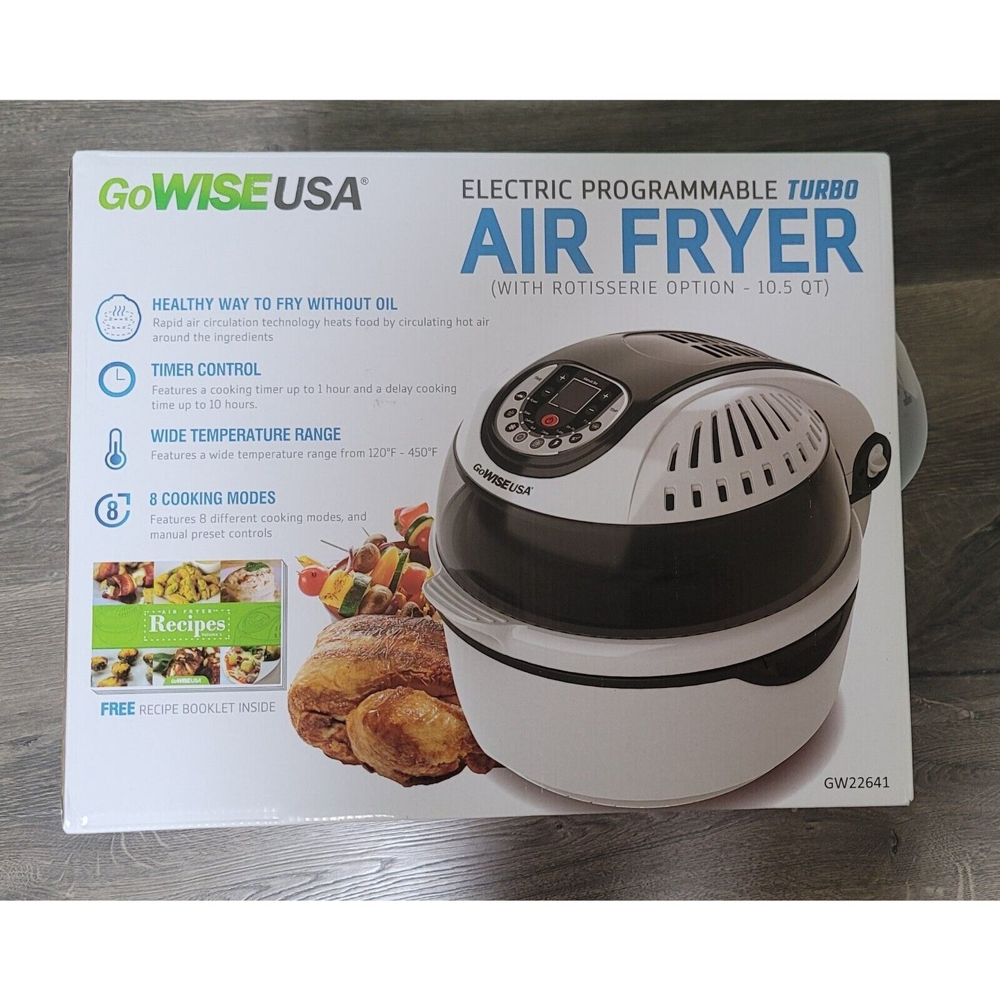 NEW GoWISE USA 10.5-Quart 8-in-1 Electric Programmable Air Fryer Black SEALED