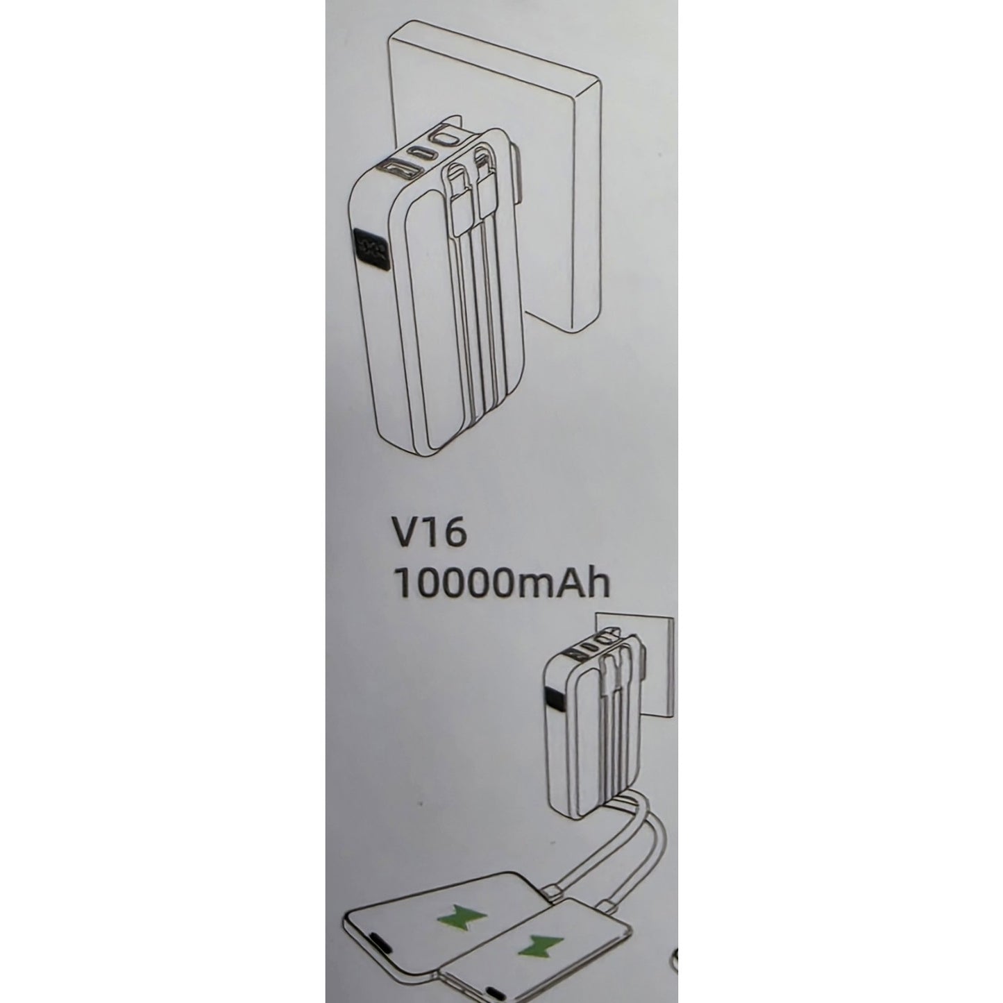 10000mAh Portable Power Bank with Built-in AC Plug & Multiple Output Ports