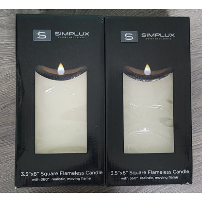 Melrose Simplux LED Squared Candle with Moving Flame and Remote (Set of 2)