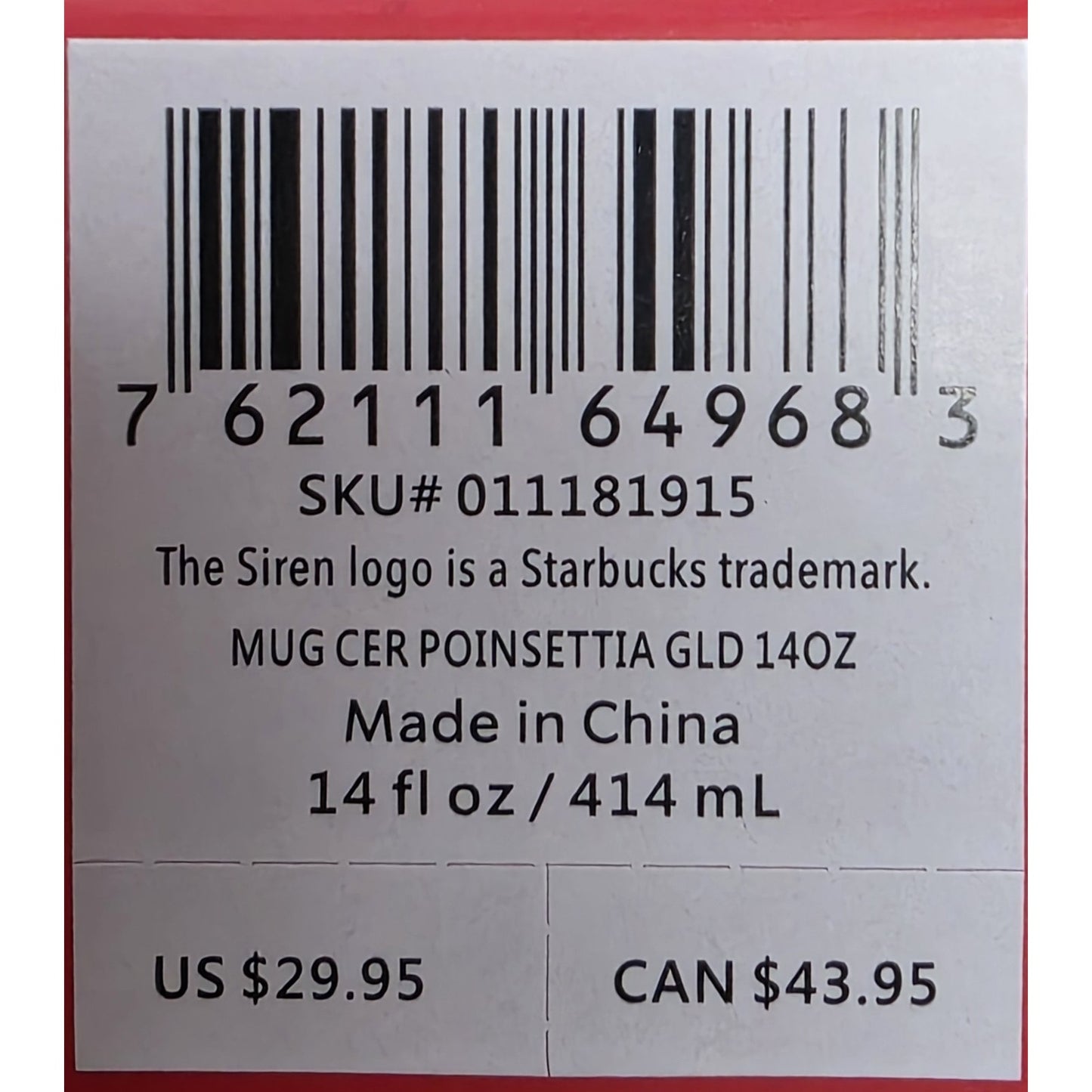 Starbucks GOLD Poinsettia Mug Cup Christmas 2025 Limited Edition New with Box