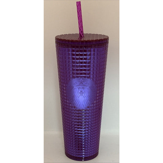 2024 Starbucks Summer Iridescent Deep Magenta Grid Venti Tumbler *NEW*