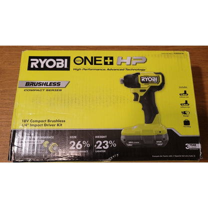 Ryobi One+ HP Brushless 18V Cordless 1/4" Impact Driver Kit PSBID01K