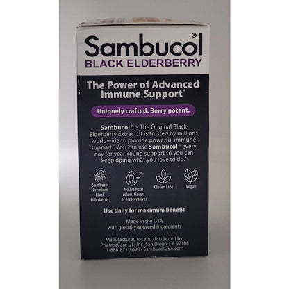 3 Pack SAMBUCOL Black Elderberry Immune Support 3 X 30 Tabs Exp 07/25