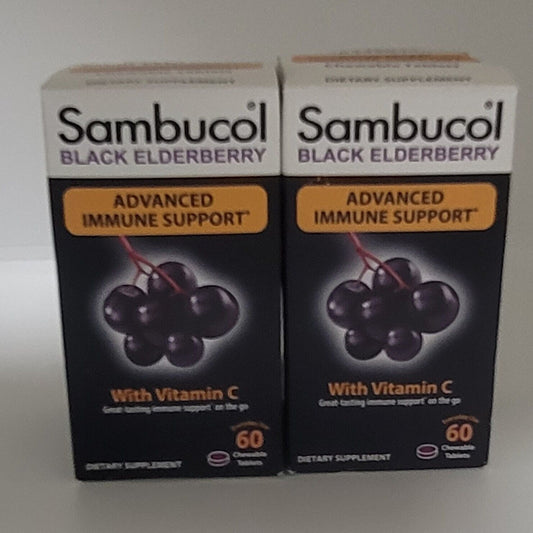 2 Pack SAMBUCOL Black Elderberry Immune Support 2 X 30 Tabs Exp 07/2025