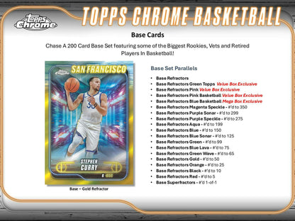 2024-25 Topps Chrome Basketball Blaster Box NBA Sports Card Box New Sealed