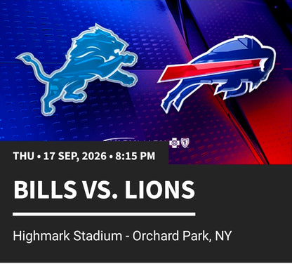 Parking Pass for Detroit Lions at Buffalo Bills 9/17/26 - Grey Lot