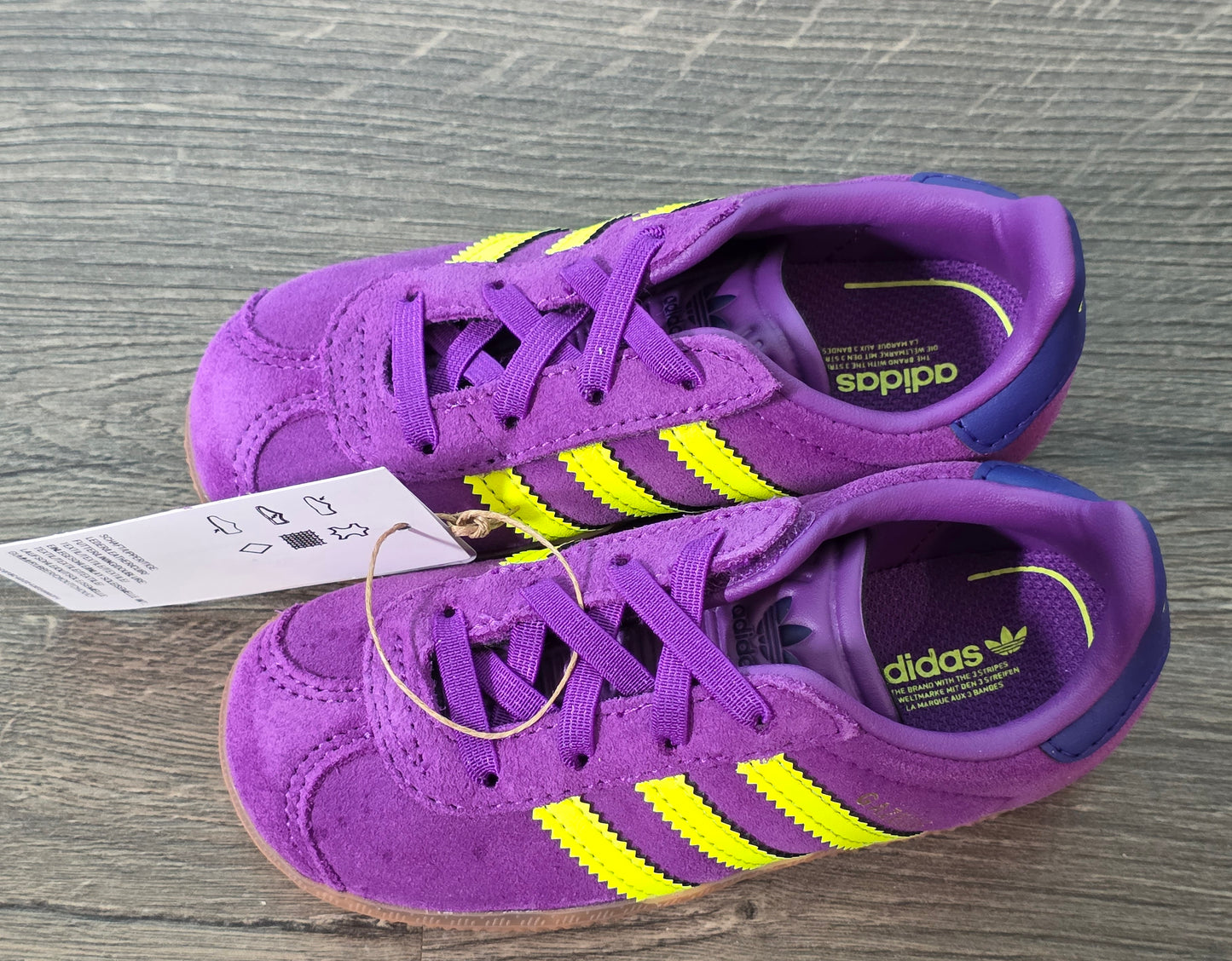 New Size 8K Adidas Gazelle CF EL I Purple and Yellow