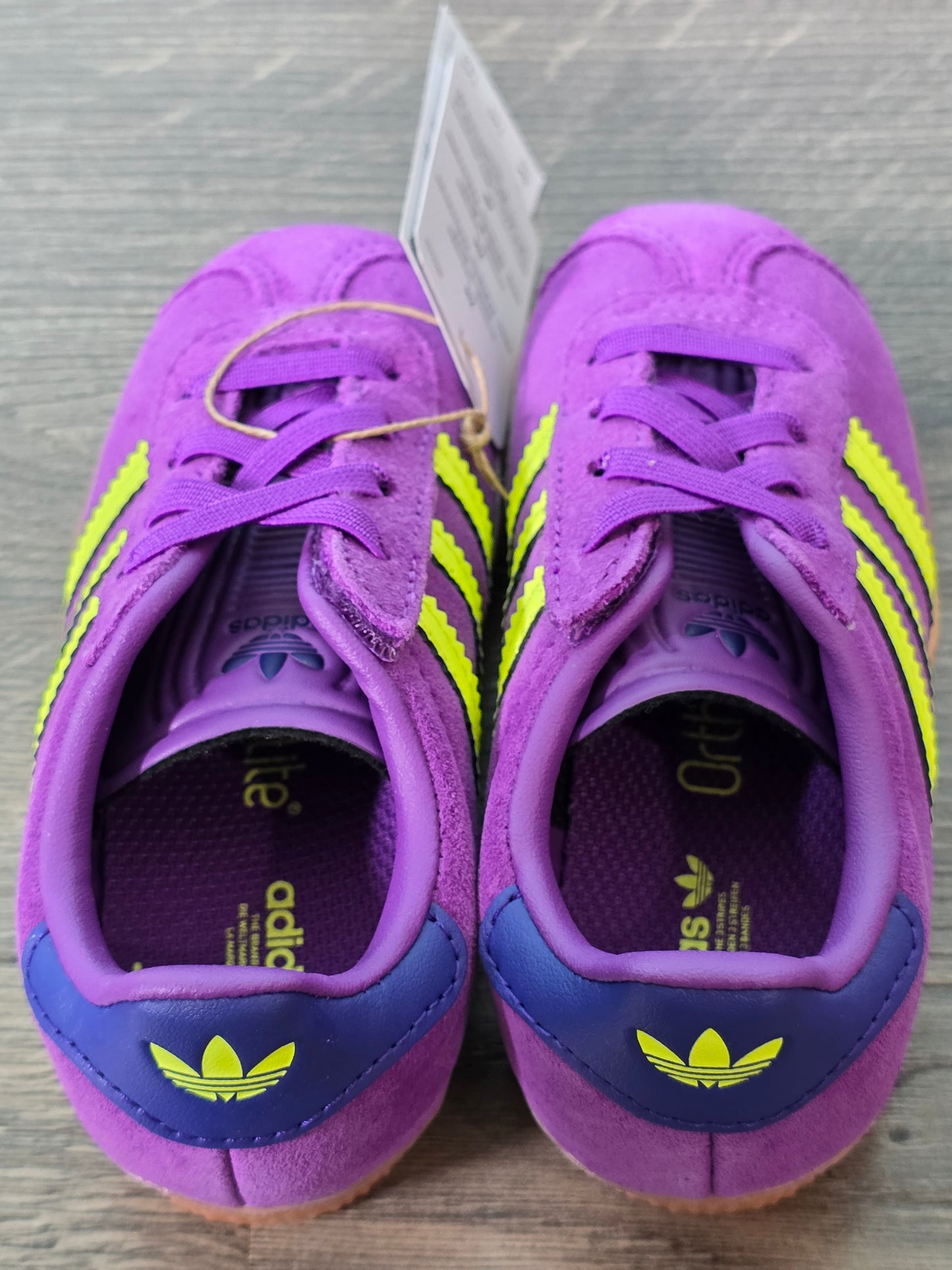 New Size 8K Adidas Gazelle CF EL I Purple and Yellow